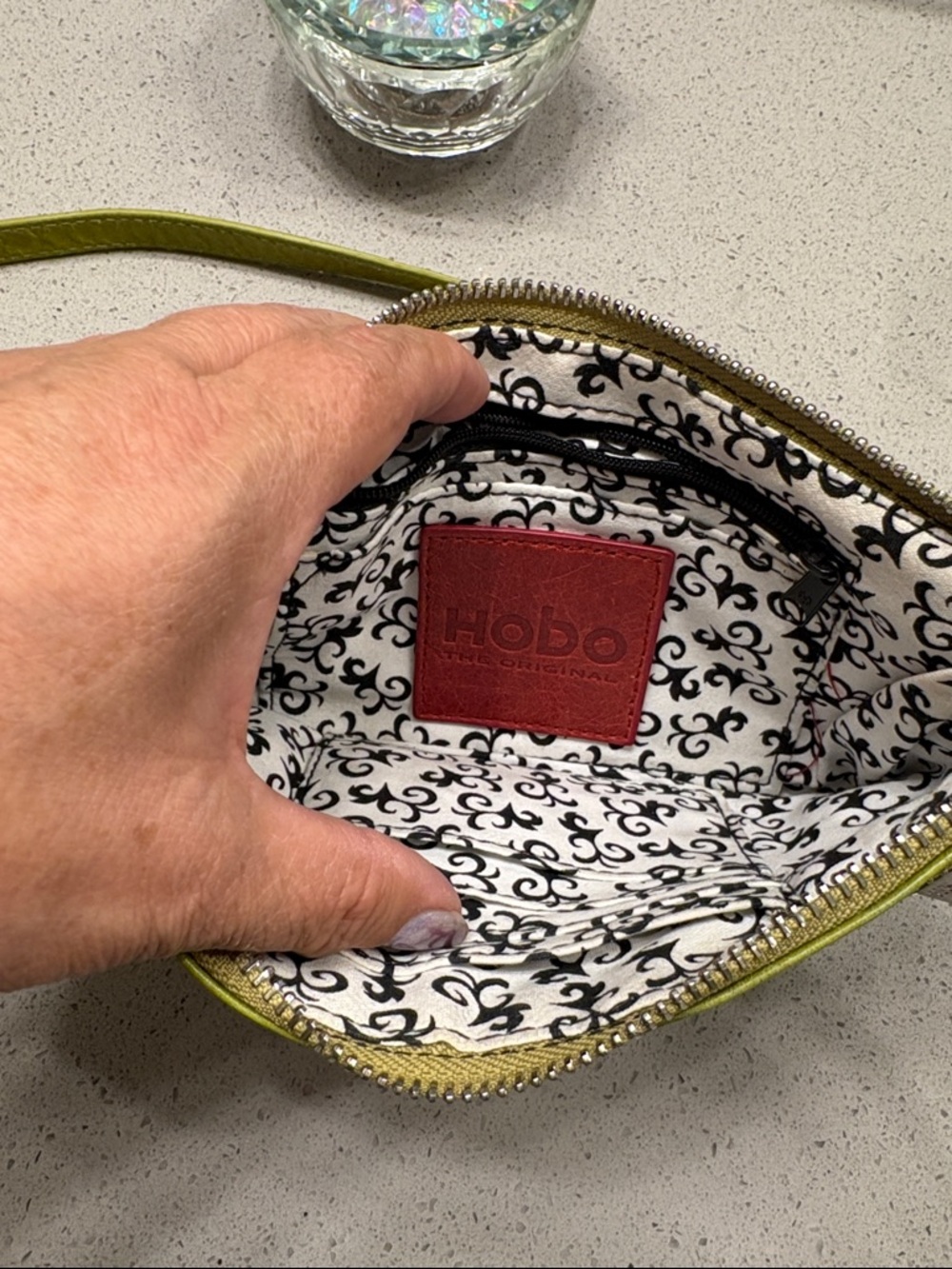 HoBo Olive Green Leather Wristlet Pouch